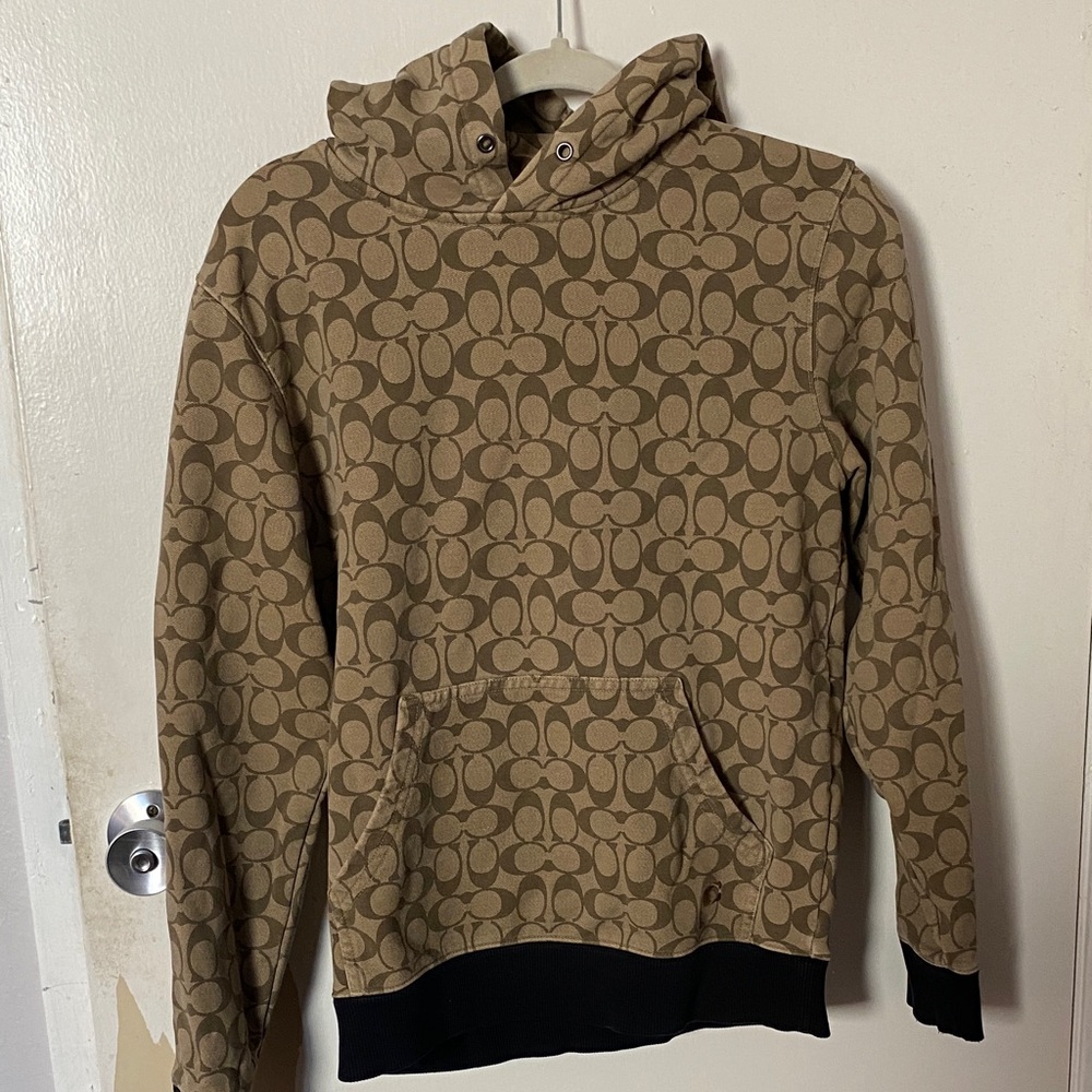 Coach Tan Patterned Hoodie Jacket